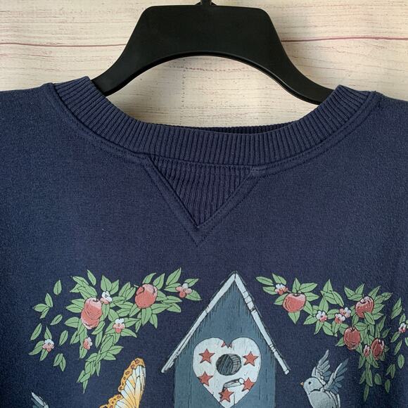 Vintage Timber Creek Sweatshirt Birdhouse Picket Fence Birds Apples 90s Size XL - Picture 11 of 16